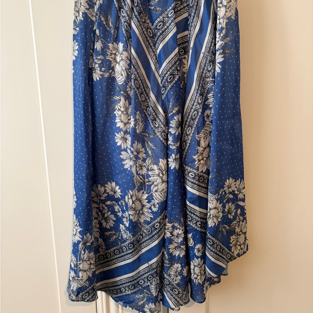 SANDRO Blue Floral Border-Print Maxi Skirt - Picture 5 of 7
